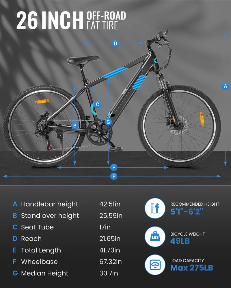 Gyroor EB263 Electric Bike with 26" Tires