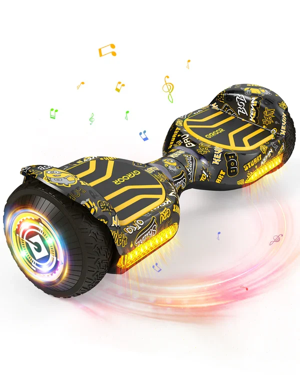 Gyroor G13 Minions Edition Off Road Hoverboard 500W with Led Lights and Bluetooth for Kids Aged 6-12