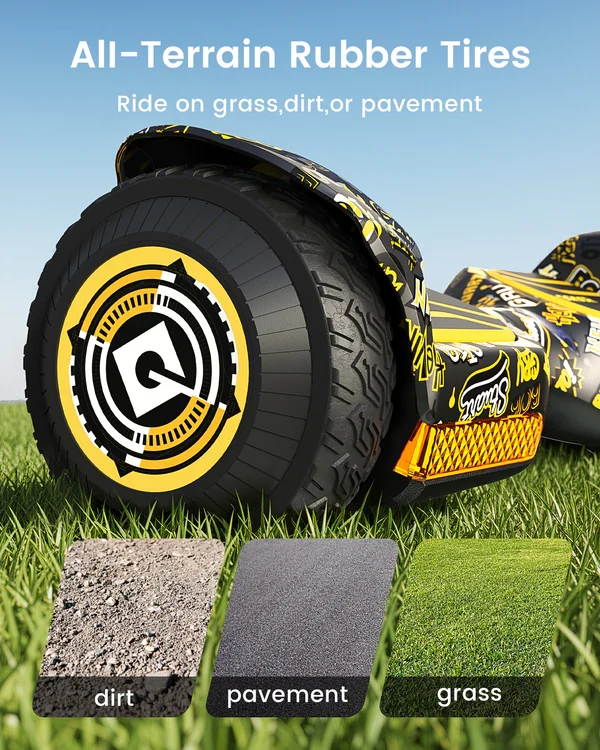 Gyroor G13 Minions Edition Off Road Hoverboard 500W with Led Lights and Bluetooth for Kids Aged 6-12