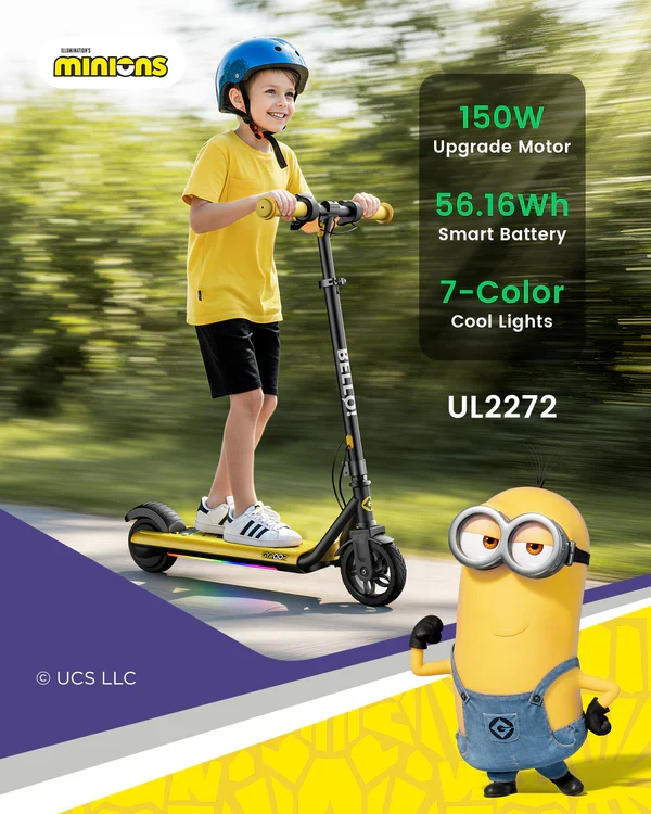 Gyroor H30 Max Minions Edition Kids Electric Scooter 180W with Adjustable Height and Speed