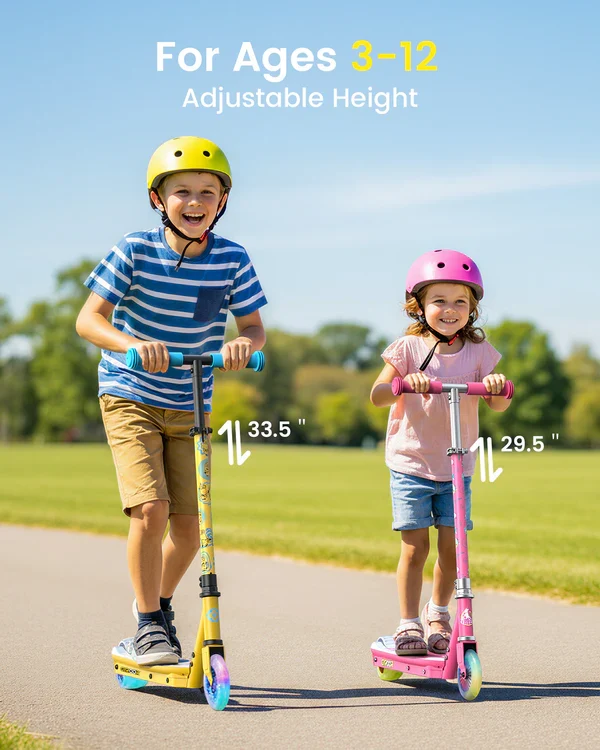 Gyroor KS2 Minions Edition Kids Electric Scooter with Adjustable Height and Adjustable Handlebar