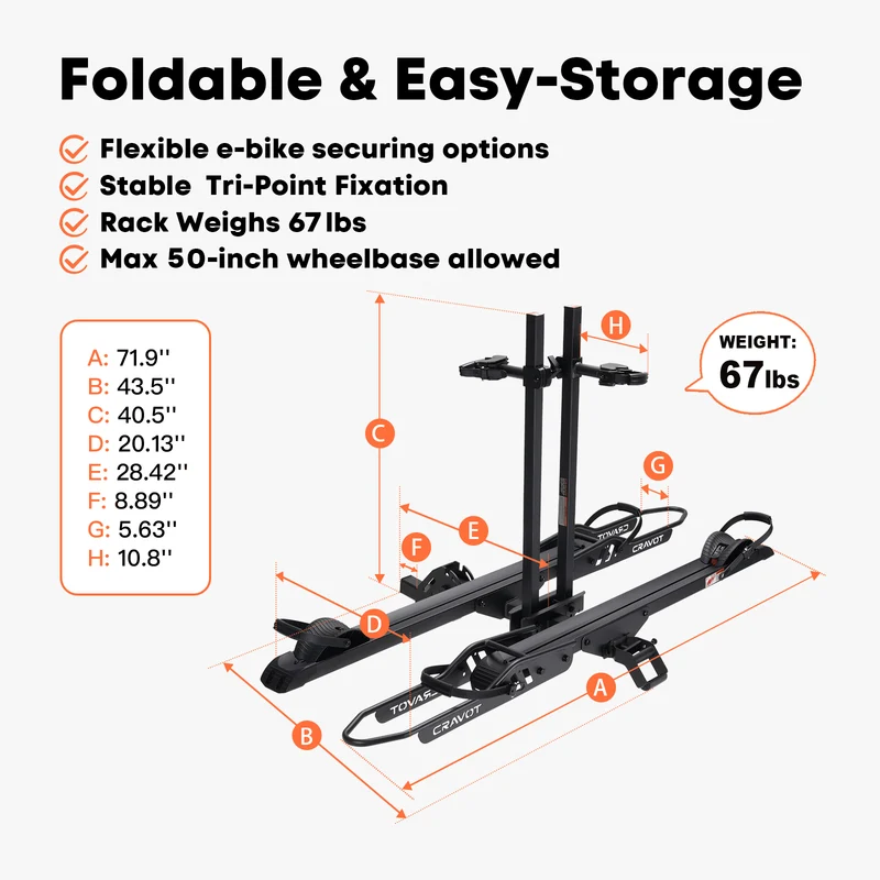 CRAVOT CyberRack E2 PLUS Hitch Bike Rack with Loading Ramp