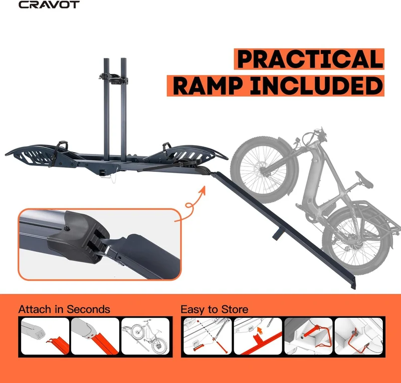 CRAVOT CyberRack E2 Hitch 2 Electric Bike Rack with Loading Ramp