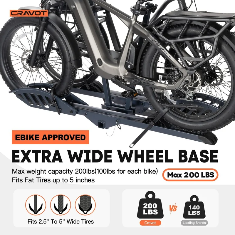 CRAVOT CyberRack E2 Hitch 2 Electric Bike Rack with Loading Ramp