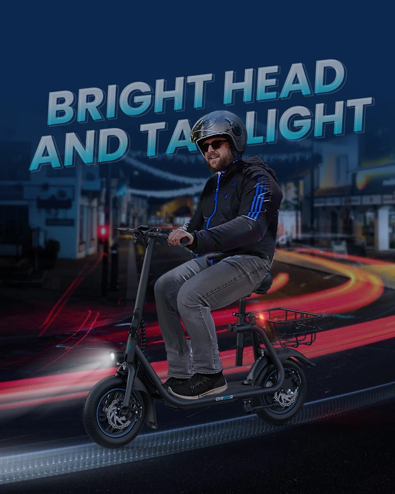 Gyroor C1 Electric Scooter With Seat & Carry Basket
