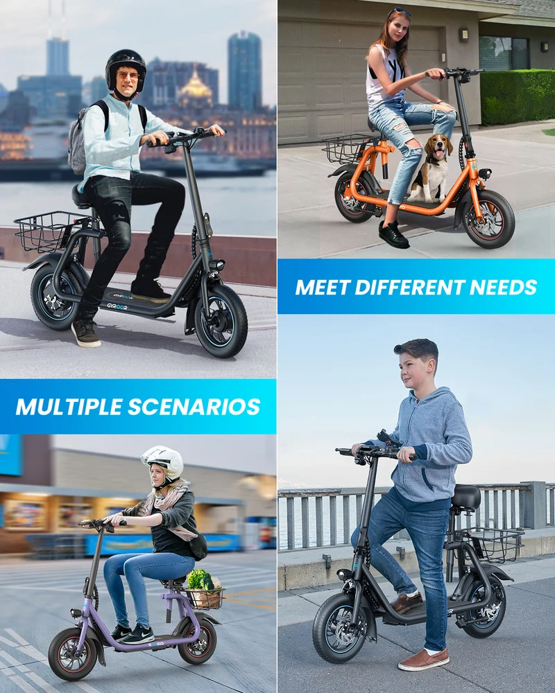 Gyroor C1 Electric Scooter With Seat & Carry Basket