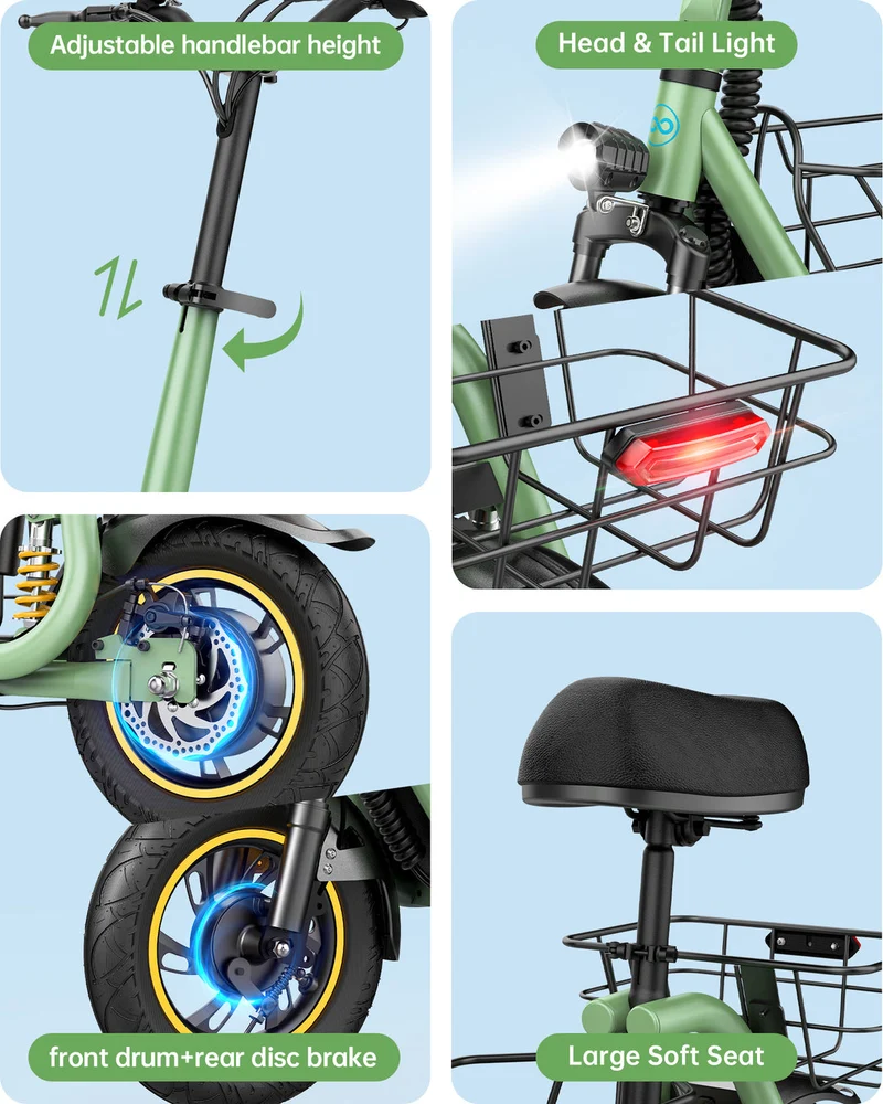Gyroor C1 Pro Foldable Electric Scooter For Adults With Seat and Basket