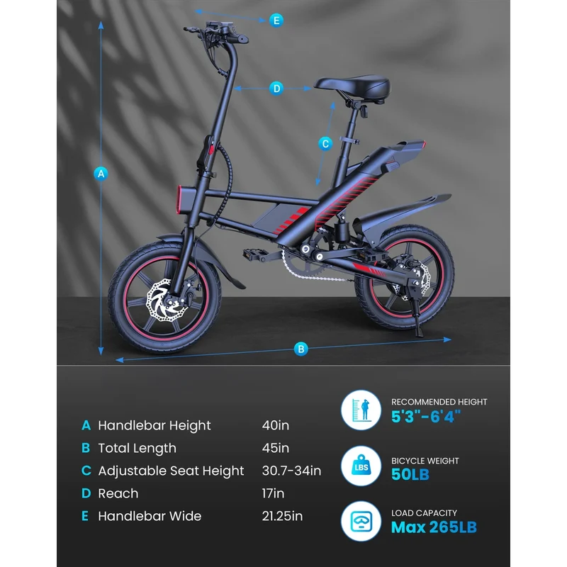 Gyroor C3 Electric Bike 700W with 14" Tires