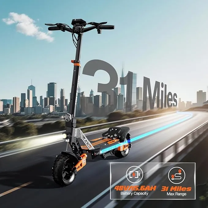 RUITOO T2 MAX Autonomia 50~55 km | 1000 W| Pneumatici 10"| Batteria 48 V/15,6 Ah
