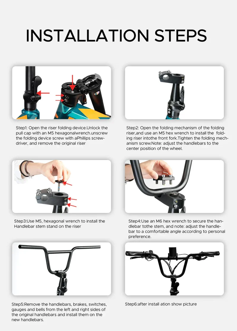 Manubrio BMX per bicicletta elettrica ENGWE X20/Engine Pro/Engine Pro 2.0/L20 3.0 Boost/L20 3.0 Pro/EP2 3.0/ENGING PRO 3.0