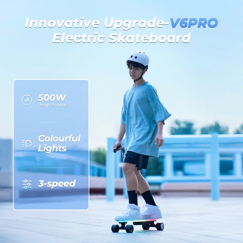 isinwheel V6 Pro Electric Skateboard with Pedal Lights & Remote Control