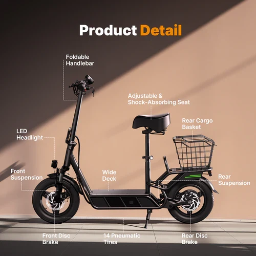 isinwheel Hyper X 700W Electric Scooter with Seat & Basket