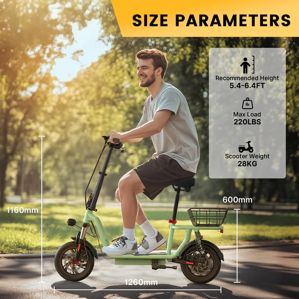 iScooter i12 500W Electric Scooter With Seat & Carry Basket