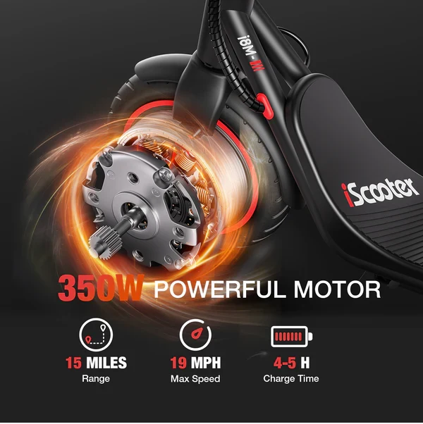 iScooter i8M Electric Scooter 15 Miles Long Range, 19 MPH Top Speed