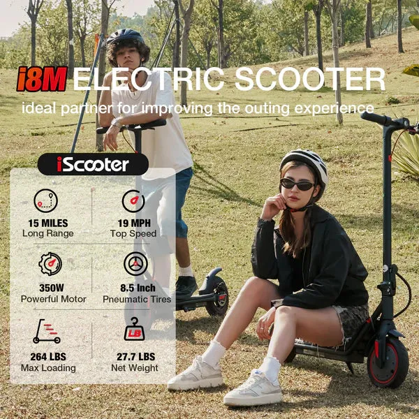 iScooter i8M Electric Scooter 15 Miles Long Range, 19 MPH Top Speed