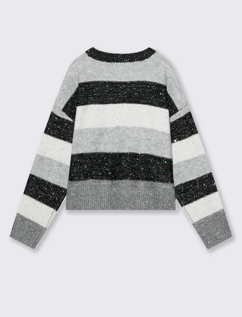 Maglione a righe con micro-paillettes - Righe