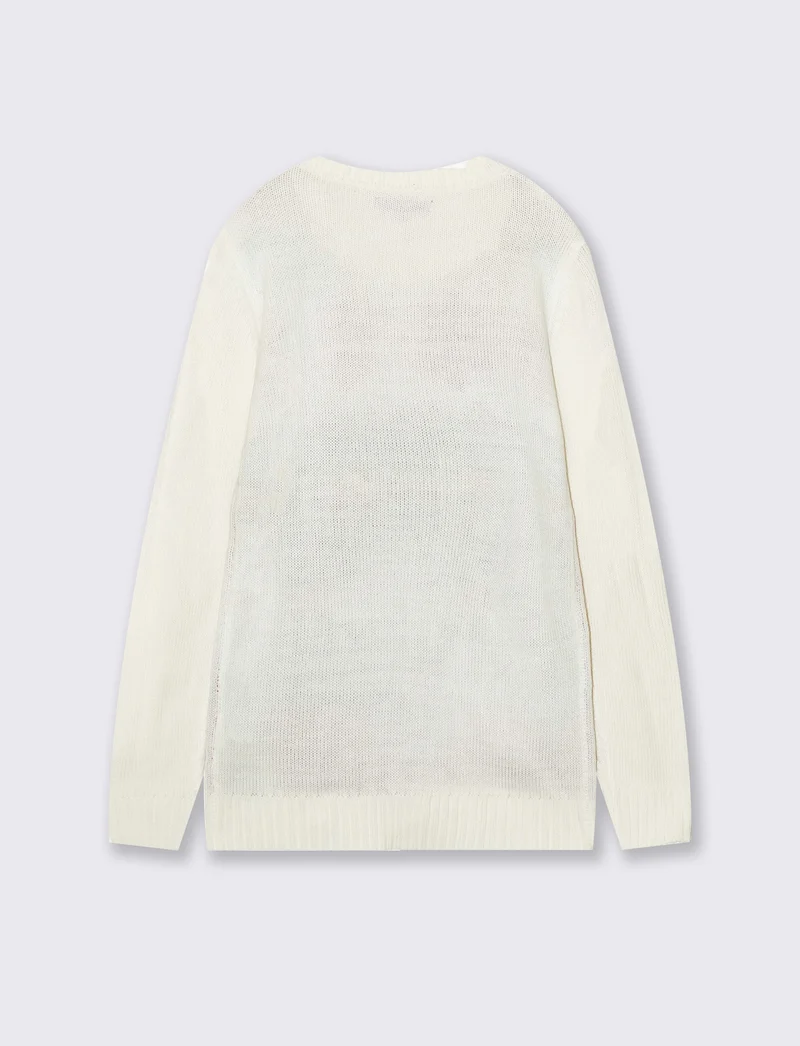 Maglia Natalizia con pon pon e bon bon - Bianco sporco