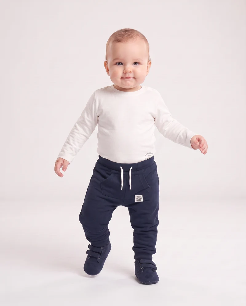 Pantalone jogger con tasca kangaroo - Blu