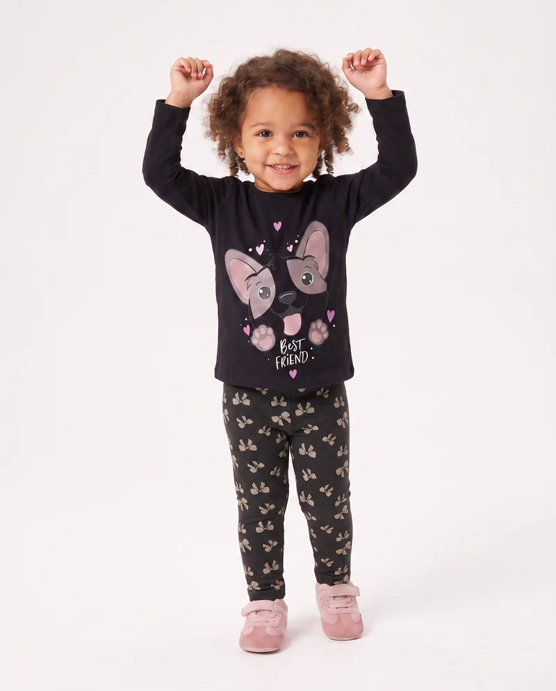 Leggings in jersey con stampa all over - Grigio piombo