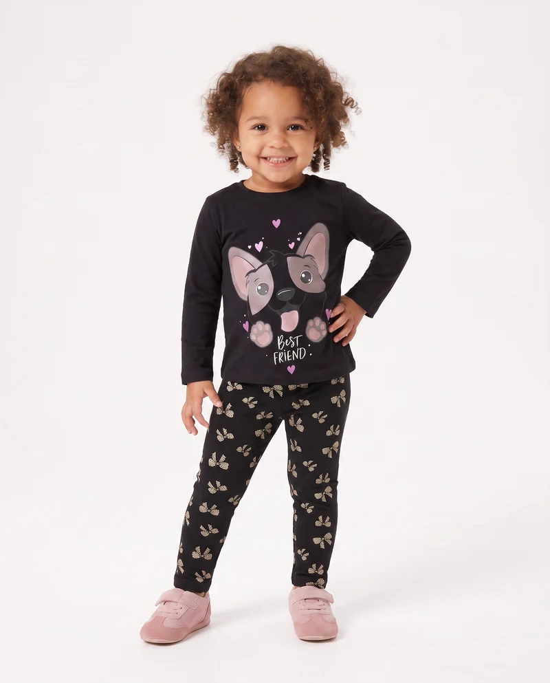 Leggings in jersey con stampa all over - Grigio piombo