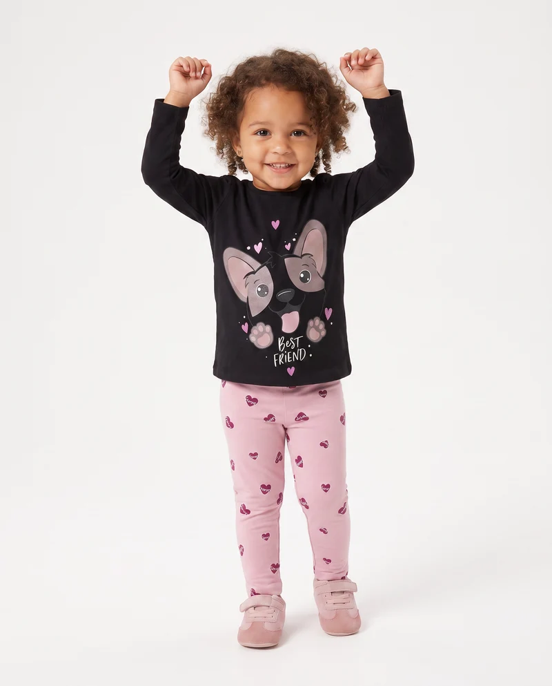 Leggings in jersey con stampa all over - Rosa