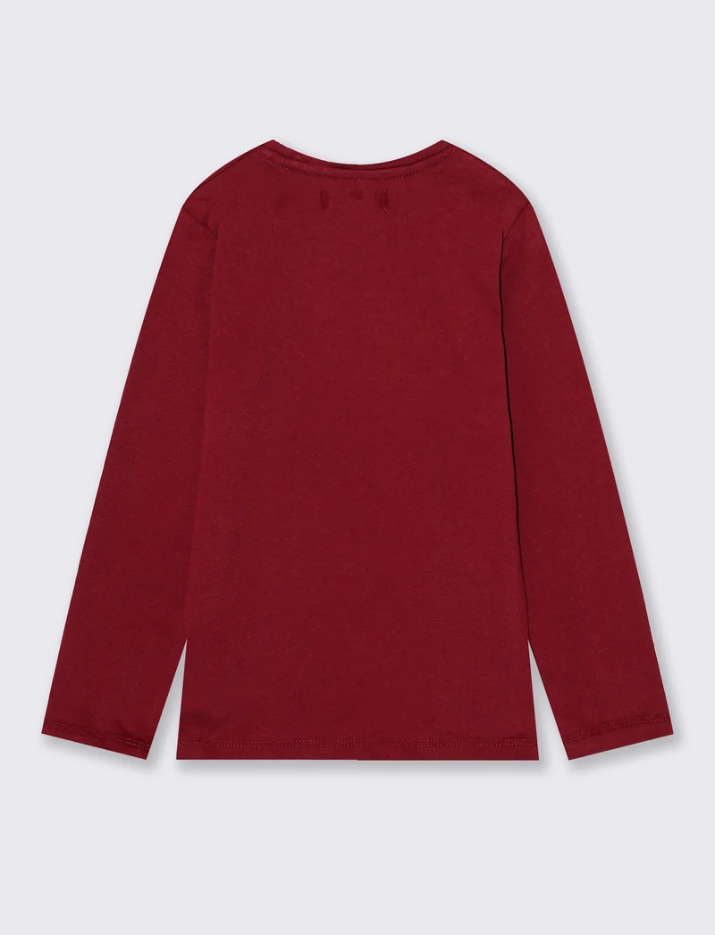 T-Shirt manica lunga con stampa colorata - Bordeaux
