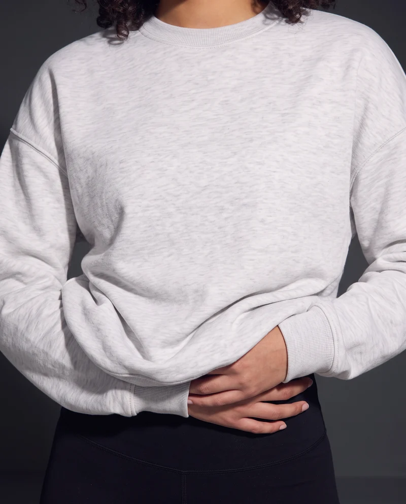 Felpa oversize basica con girocollo - Grigio chiaro mel.