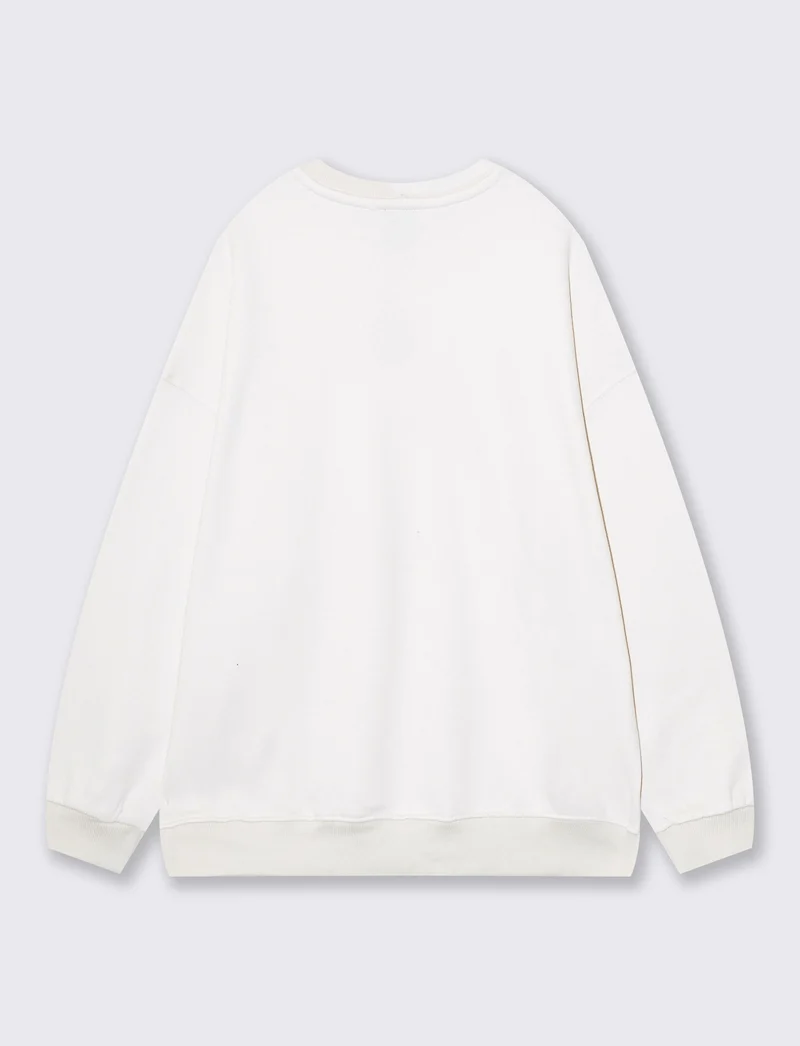 Felpa oversize basica con girocollo - Avorio