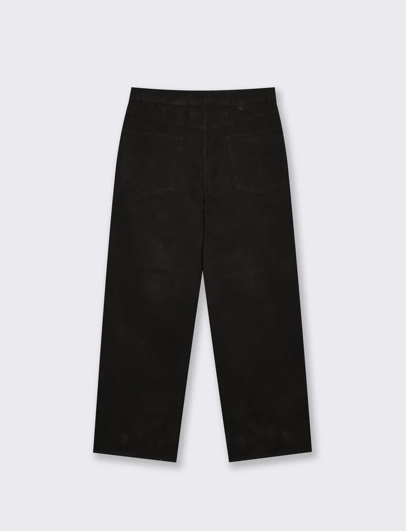 Pantaloni Baggy Fit in Velluto Waffle - Nero