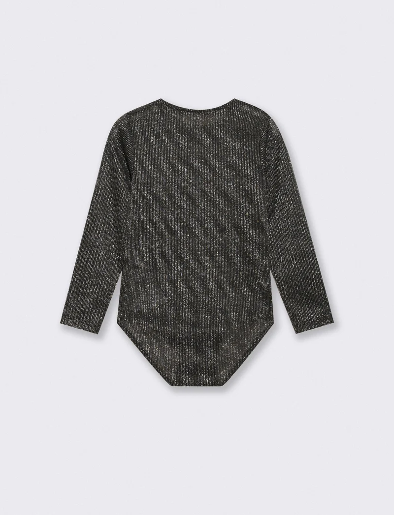 Body argentato con fiocchetti chic - Nero