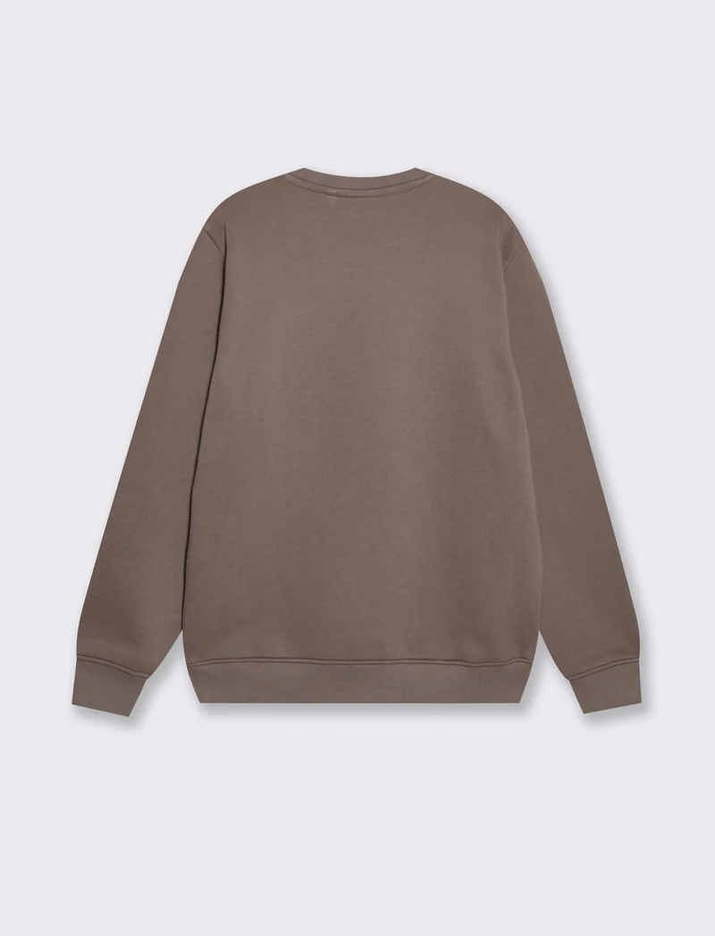 Felpa girocollo regular fit con ricamo - Grigio