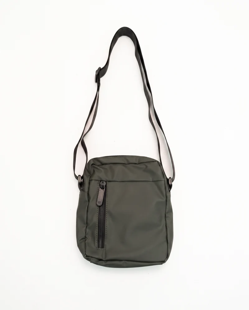 Tracolla gommata con zip per uomo - Verde