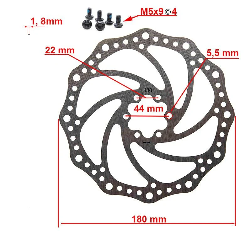 Disco freno 180mm compatibile per bicicletta elettrica ENGWE EP-2 BOOST e altri