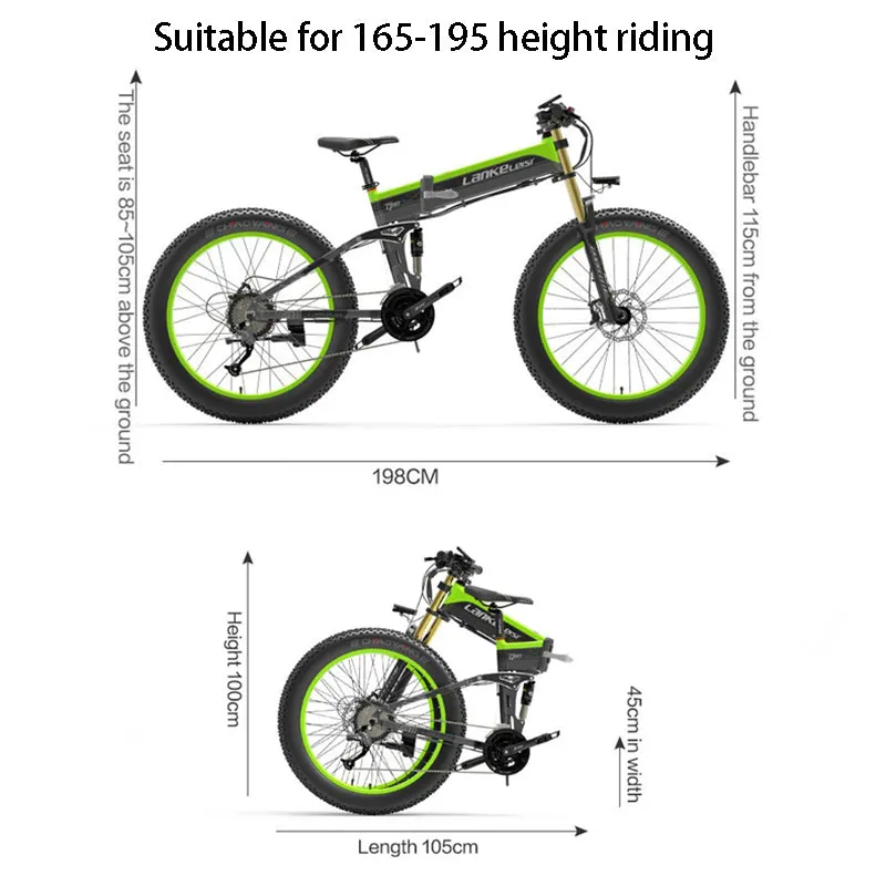 LANKELEISI XT750 PLUS 26" Mountain E-Bike 1000W Motor 48V 17.5Ah Battery