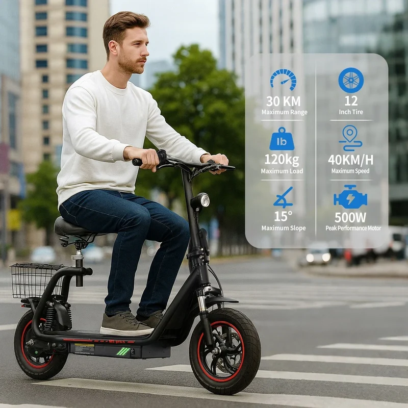 TWOFISH M5 Pro-S 12" Seated E-Scooter 500W Motor 48V 13Ah Battery