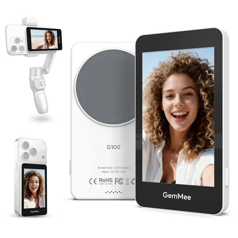 GEMMEE G100 Selfie Monitor with Stand 3000mAh Battery 3.97" Screen for iPhone/Android