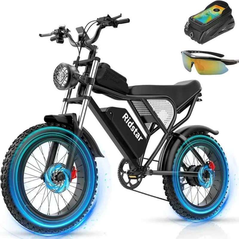 RIDSTAR Q20 20" Fat Tires Electric Bikes 1500W Motor 48V 20Ah Battery