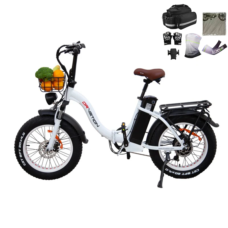 DRVETION CT20 20" Fat Tires Folding Electric Bike 750W Motor 48V 10Ah/15Ah/20Ah Battery（Disc Brake）