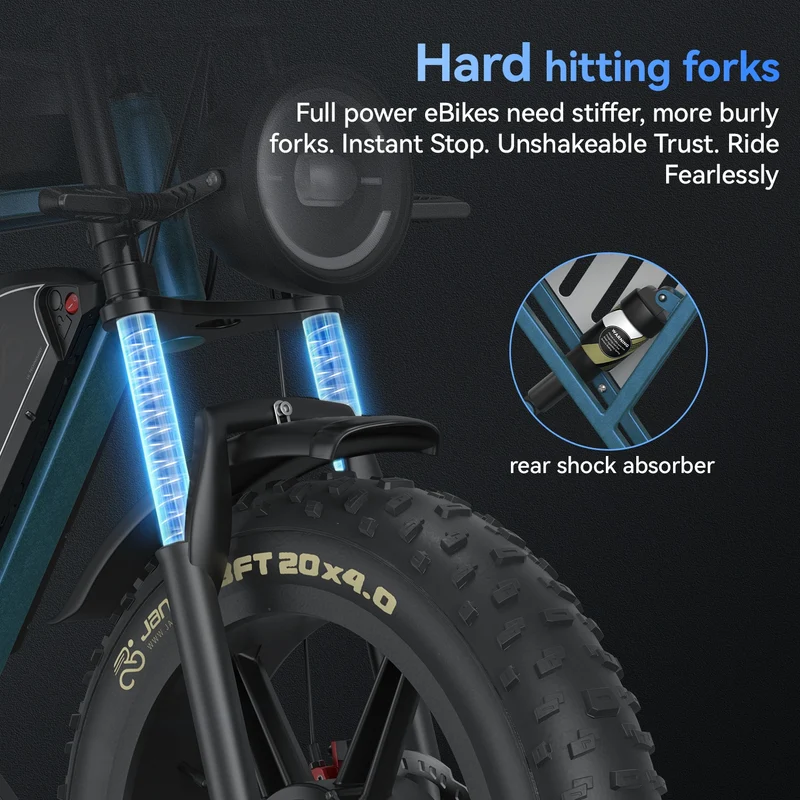 JANSNO X70 Pro 20" Off Road Electric Bike Peak 1500W Motor 48V 37Ah Battery