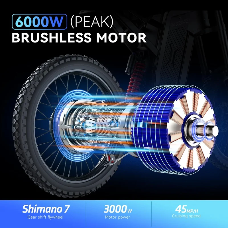 EKXBIKE X21 20" Off Road Electric Bike 2000W Motor 48V 35Ah Battery
