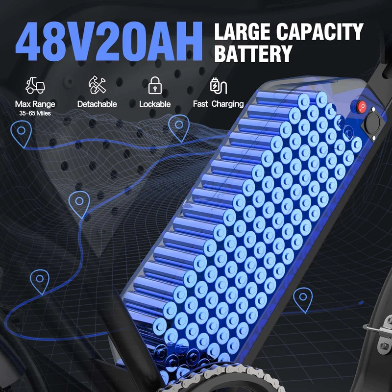 YVY Q16 16" Fat Tires Electric-Bikes-750W Motor 48v 20Ah Battery