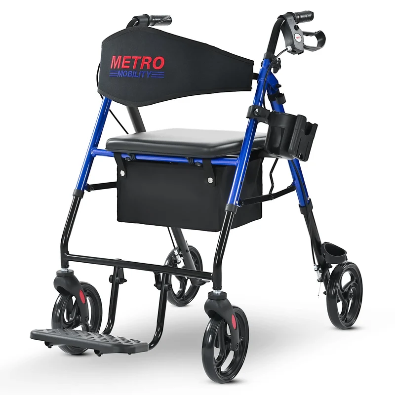 METRO MOBILITY M913P 4-Wheel Rollator Walker with Seat & Basket