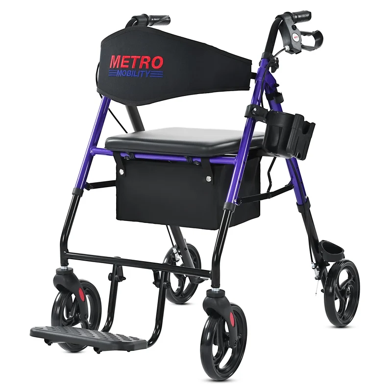METRO MOBILITY M913P 4-Wheel Rollator Walker with Seat & Basket