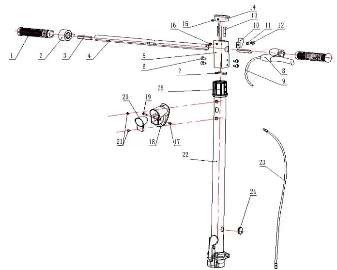 CAVO CORE LINE per monopattino elettrico Argento Active EVO (pezzo n° 23 dell'esploso manubrio)