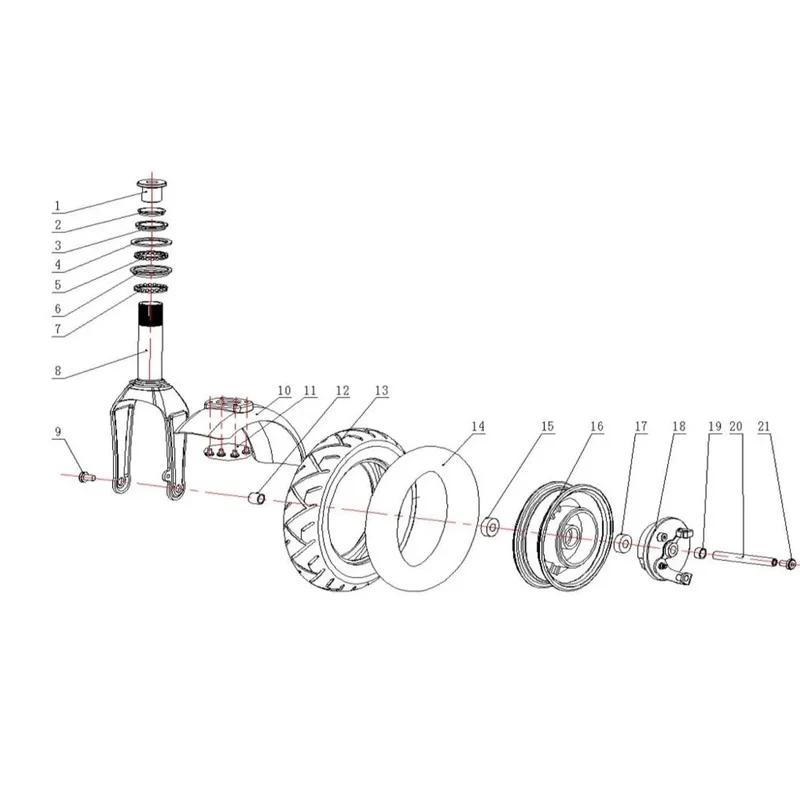 SET COMPONENTE PIANTONE per Monopattino elettrico ARGENTO ACTIVE EVO