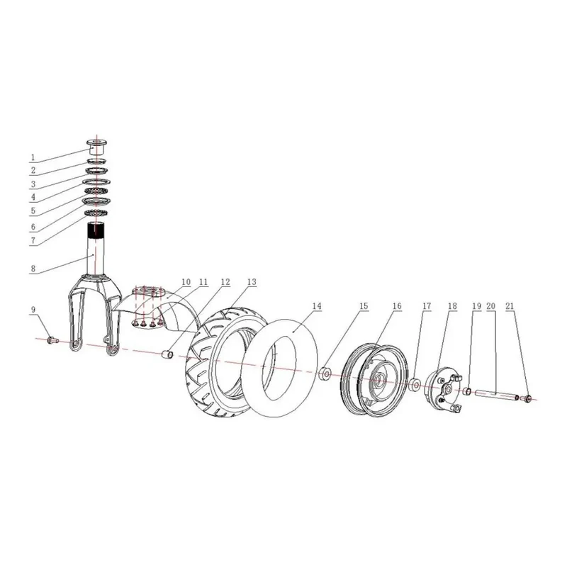 COMPONENTE PIANTONE / INSERIMENTO PIANTONE FOLDABILE_FORCELLA per Monopattino elettrico Argento Active EVO (pezzo n° 1 dell'esploso)