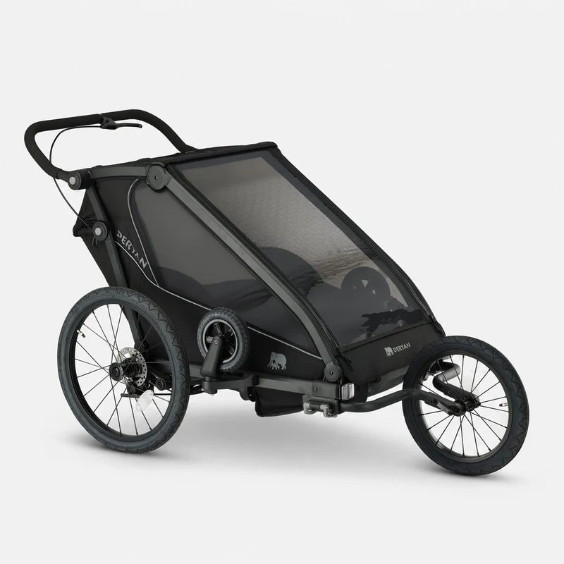 Rimorchio per biciclette di lusso V3 - 3 in 1 - Passeggino - Passeggino da corsa Nero