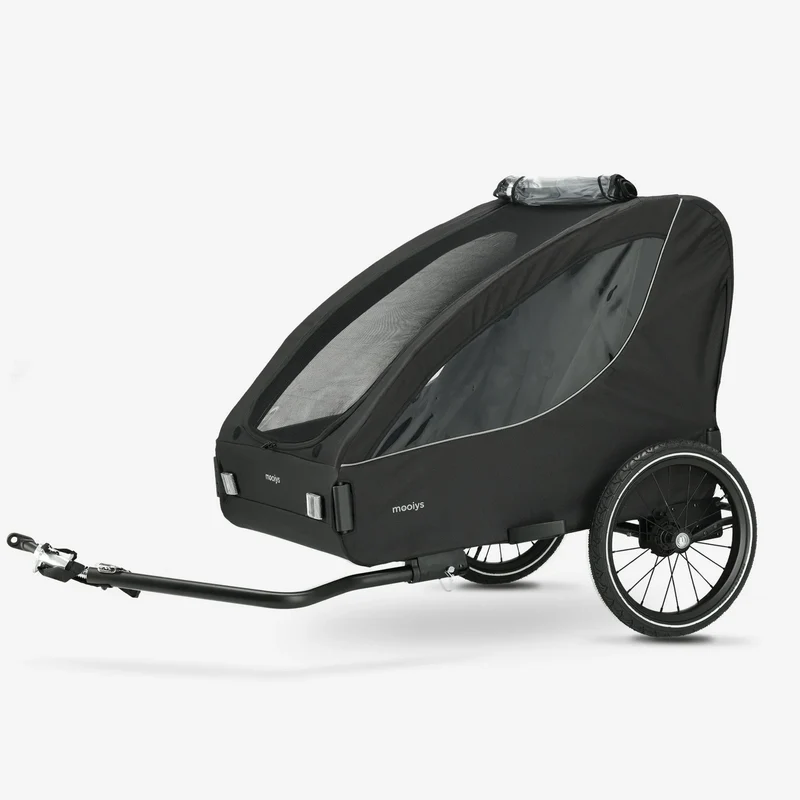 Rimorchio da bicicletta di lusso per 2 persone - Nero
