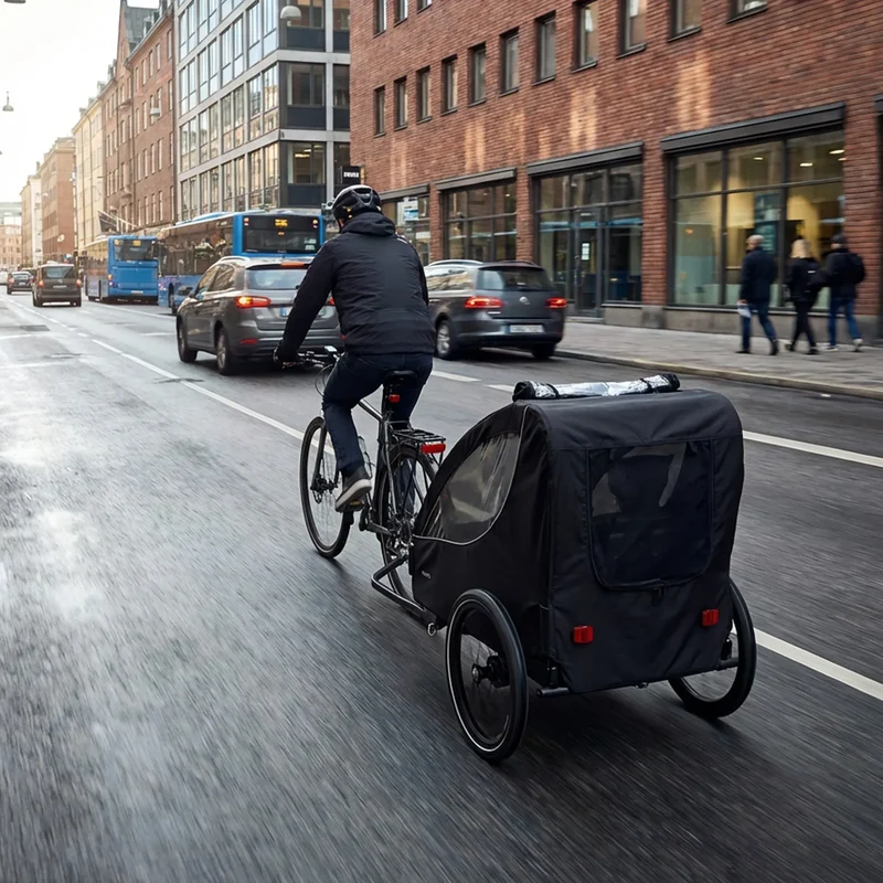 Rimorchio da bicicletta di lusso per 2 persone - Nero