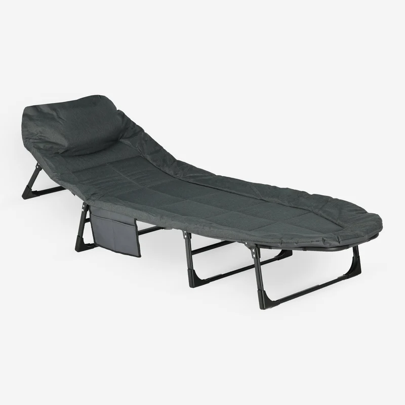 Letto da campo pieghevole Mooiys – Letto da campeggio con schienale regolabile – Grigio